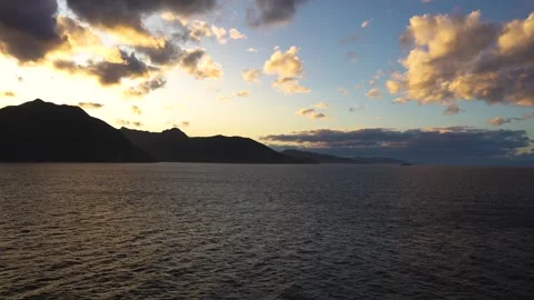 Strait of Magellan Beautiful Sunset on Calm Waters. Wide Vista Stock Footage 277920158