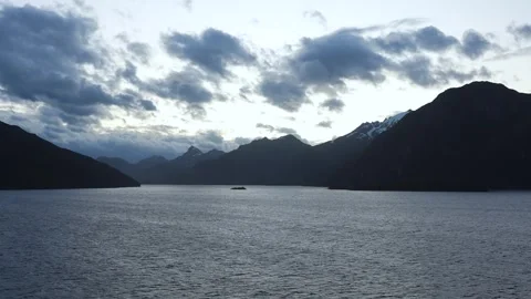 Strait of Magellan Dusk Blue Inlet Islands and Clouds at Night Stock Footage 277920164