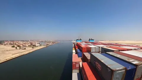 Strait of Malacca Container Ships Timelapse 4K Stock Footage 332481624