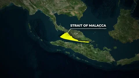 Strait of Malacca Highlighted Map Zoom Animation 4K Vídeos de archivo 334958366