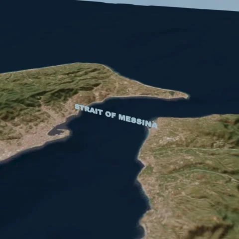 Strait of Messina 3D Terrain Map with Realistic Topography in 4K Square 스톡 동영상 337085447