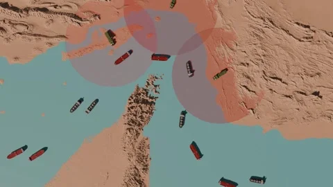 Strait oh Hormuz map - 3D animation loop Vídeos de archivo 331399047