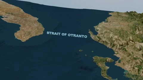 Strait of Otranto 3D Terrain Map and Maritime Geography 4K Animation Horizontal Stock Footage 337178350