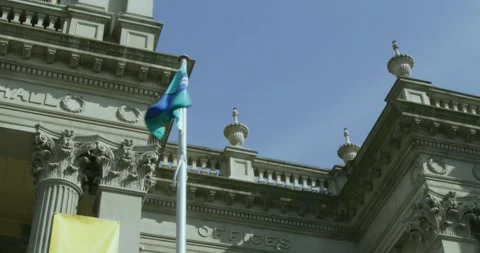 Strait Of Torres Flag With Columns And Capitals ClipA004 C003 0914VK 001 Stock Footage 260217758