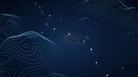 Strait Transit Queue Navigation Abstract Seamless Loop Digital Topography Stock Footage 341913971