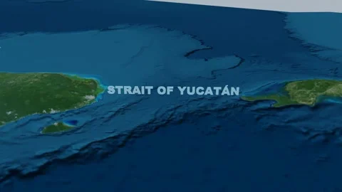 Strait of Yucatan 3D terrain map 4K Horizontal Vídeo Stock 339290003