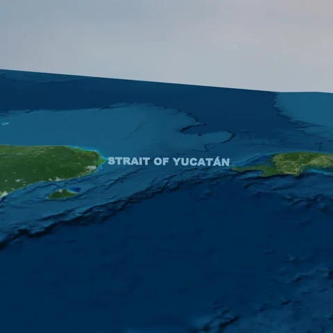 Strait of Yucatan 3D terrain map 4K Square 스톡 동영상 339290004