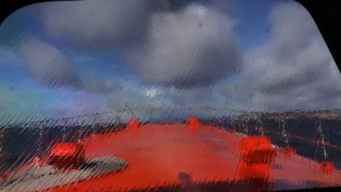 Straits of Magellan: Front window view from speed boat going over waves. Stock Footage 103370110