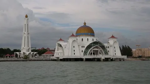 Straits Mosque in Malacca, Malaysia 스톡 동영상 49441945