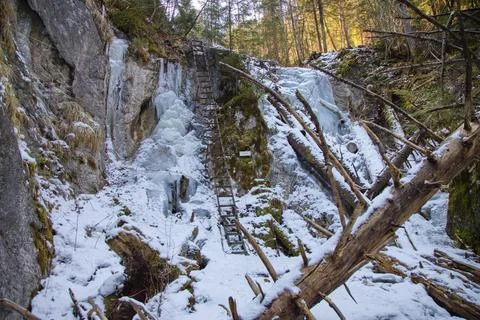 Strakov waterfall in spring Stock Photos