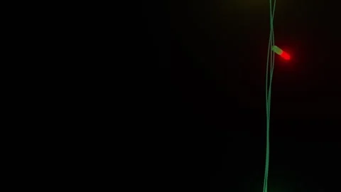 Strand of coloured christmas string lights flashing on black background, copy Stock Footage 312532982