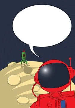 Stranded astronaut Stranded astronaut with speech bubble, comic art style ... Stock Photos