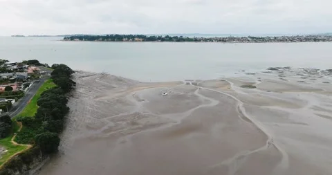 Stranded boat on beach Stock Footage 219203480