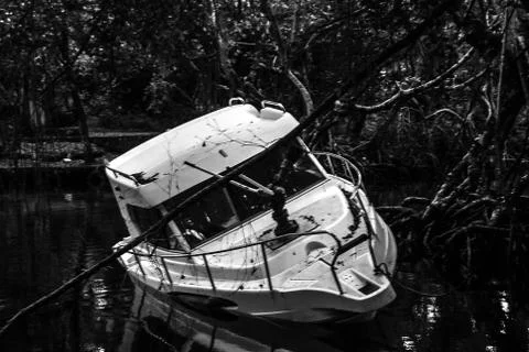 Stranded boat 스톡 사진