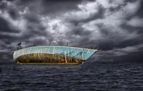 Stranded boat Stock Photos