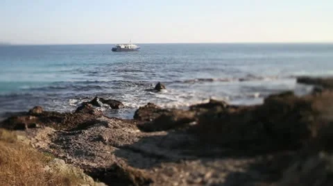 Stranded boat tilt shift Video stock 12670659