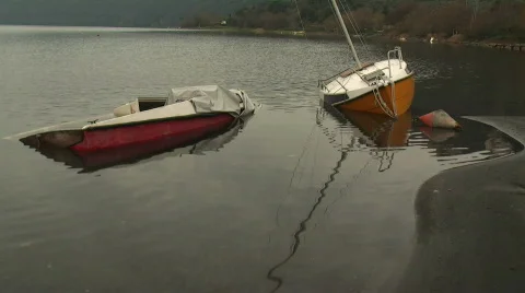 Stranded boats Stock Footage 605904