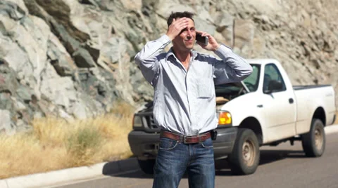 Stranded Man Phone Connect Stock Footage 32400284