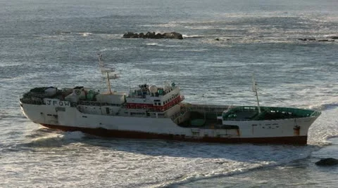 Stranded Ship on Clifton Beach, Cape Town Stock Footage 11036379