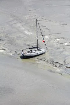 Stranded yacht Stock Photos