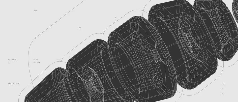 Strange abstract modern wireframes 3d geometric shapes, graphic composition.. Illustrazione stock