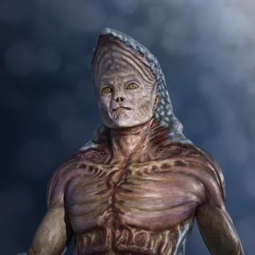 Strange Alien Portrait Stock Illustration