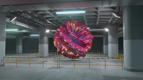 Strange Alien Sphere At Empty Underground Parking Stock Footage 239053161