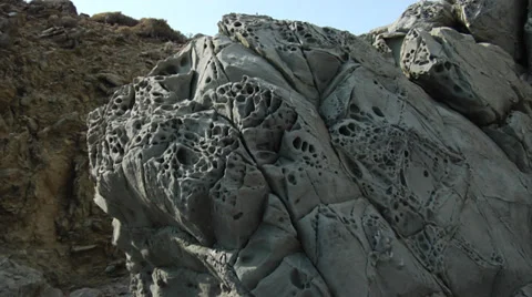 Strange basalt rock formations on the shore of Rhodes 動画素材 32302728