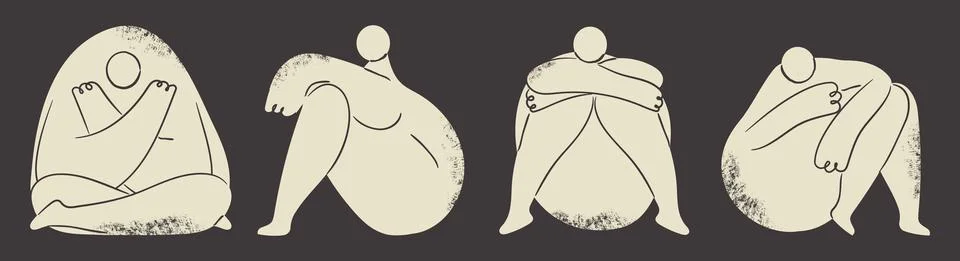 Strange creatures vector set in boho, geometric style. Characters are likley  Stock Illustration