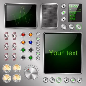 Strange electronic device equipped with the screens, Switches and Indicators Stock Illustration