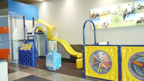 Strange Empty Indoor Playground Long Shot Stock Footage 170646606