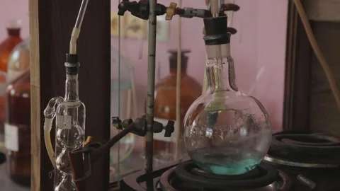 Strange experiments with different chemical material. Stock Footage 282170885