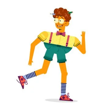 The strange guy walks forward and looks around Stock Illustration