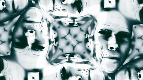 Strange Kaleidoscope of Morphing Faces Stock Footage 264317384