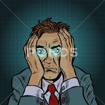A strange man with glowing eyes. the fantastic mysticism parapsychology Stock Illustration