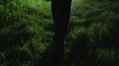 Strange Man Slowly Walks Toward a Car in the Darkness Stock Footage 208764864