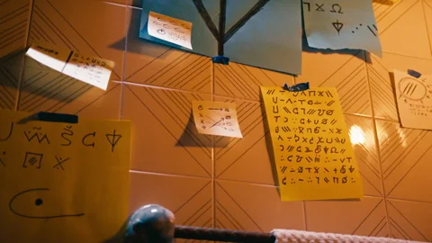 Strange Notes And Letters On The Bathroom Wall Stock Footage 313826262