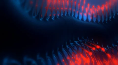 Strange organic crawling black shape with red  glowing spikes. Looping. Stock Footage 44560187