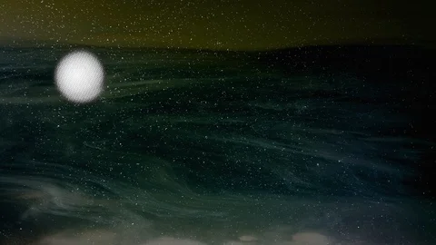 Strange pulsating object in outer space whit gas clouds. UFO Stock Footage 98756488