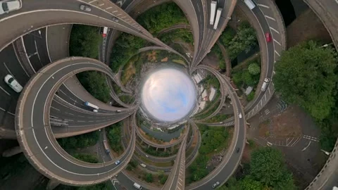 Strange Rabbit Hole View of Birmingham Spaghetti Junction Stock-Footage 342008679