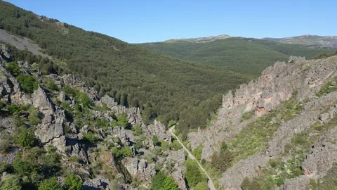 Strange rock formations in the high mountains of central Spain, Somosierra. Stock Footage 326088543