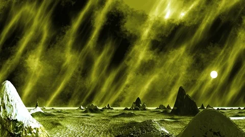 Strange Sky over Alien Planet Stock Footage 89066022