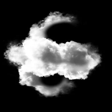 Strange white cloud isolated over black background Stock Illustration