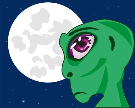 Stranger on background of the moon Stock Illustration
