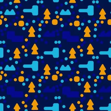 Stranger landscape abstract seamless pattern Stock Illustration