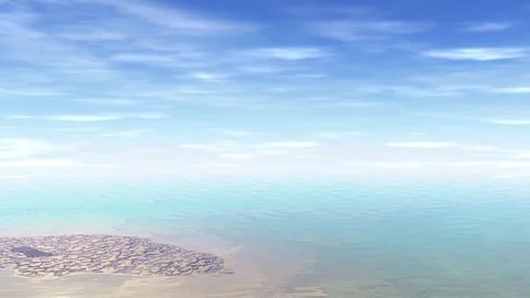 Stranger planet. Rocks and lake. Animation. 4К Stock Footage 80561446
