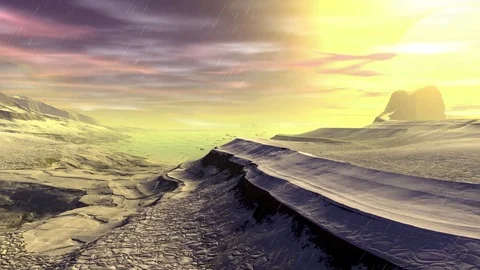 Stranger planet. Rocks and rain. Animation. 4К Stock Footage 80561419