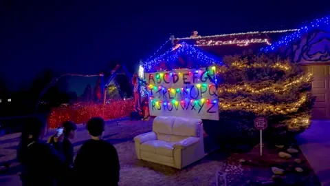 Stranger Things Christmas Light Display,... | Stock Video | Pond5