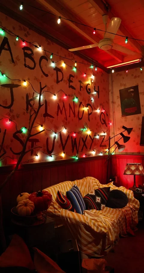 Stranger Things Themed Room Decor Bangkok Fan Event Stock Footage 324899103