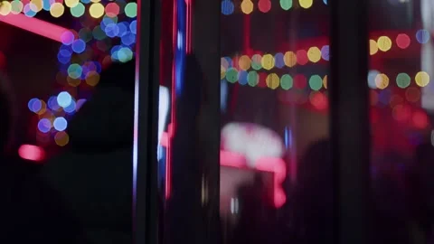 Stranger Things Vibe at Berlin's Vibrant Christmas Market at Night Stock Footage 325480683